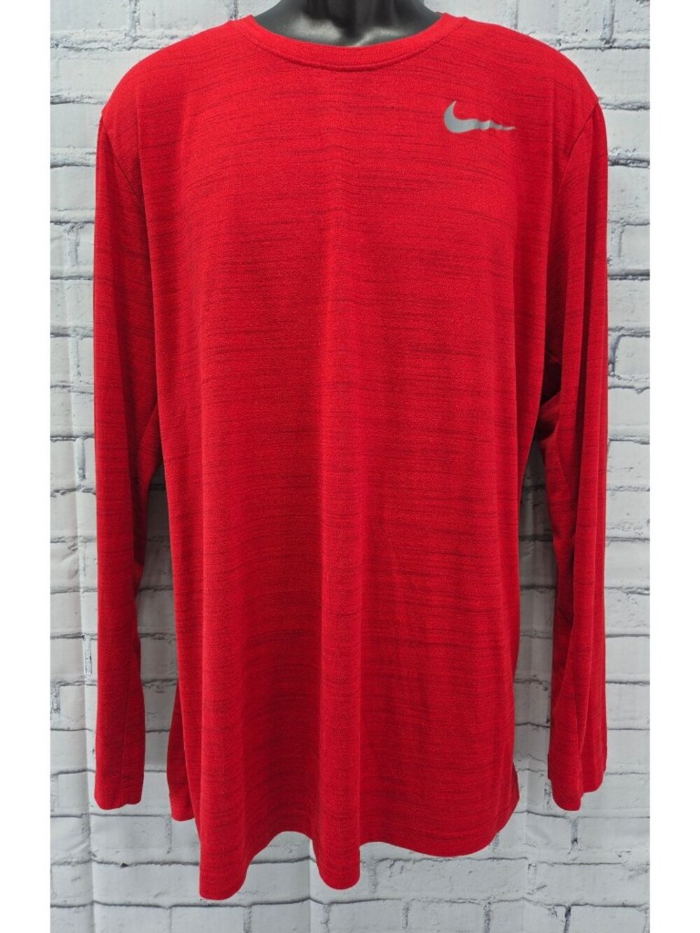 Nike Dri-Fit Mens Red Performance Long Sleeve Shirt XL Athletic